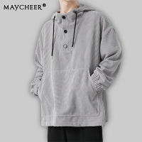 MAYCHEER แจ็คเก็ตผ้าลูกฟูกผู้ชายฤดูใบไม้ร่วงและฤดูหนาวลำลองสำหรับบุรุษฤดูใบไม้ร่วงเบสบอลเครื่องแบบฮิปฮอปแจ็คเก็ตคลุมด้วยผ้า