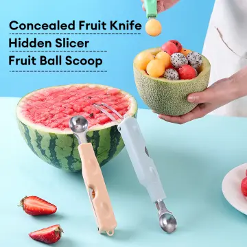 3in1 Stainless Steel Ice Cream Melon Baller Scoop Fruit Slicer Dig