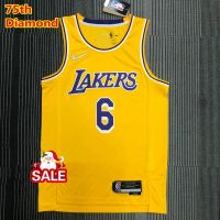 Personality trend NBA Mens Basketball Jersey Los Angeles Lakers 6 LeBron James Swingman Heat Pressed Yellow With Diamond 75th Anniversary Silver CHpafj62PAcmoc69