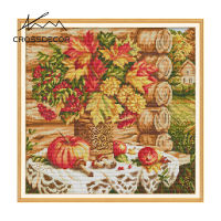 Crossdecor Cross Stitch ชุดด้วยวัสดุ Still Life พิมพ์ผ้าโรงงาน Outlet ผ้า11CT 14CT ปักชุด Craft Handmade ตกแต่งสำหรับ Sala Wall-เกี่ยวฤดูใบไม้ร่วงดอกไม้