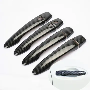 8Pcs Carbon Fiber Chrome Exterior Car Door Handle Cover Trim ABS