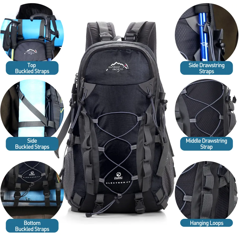 INOXTO Lightweight Hiking Backpack 35L/40L Hiking Daypack with Waterproof Rain Cover for Travel Camping Outdoor Men and Women