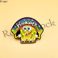 【hot sale】 ♛◑❉ B36 Cute Cartoon Spongebob Enamel Pin Grin Smiling Rainbow Star Spongebob Brooch Funny Meme Pin Creative Gift