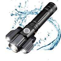 Outdoor Flashlight Strong Light  Multi-Function T6+XPE Outdoor Night Riding Lighting Three-Head Rechargeable LED Flashlight Rechargeable  Flashlights