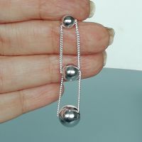 Sterling silver ball danglers | Silver drop earring | Ball and chains earrings | Simple ball earrings | Gifts for her | E1123