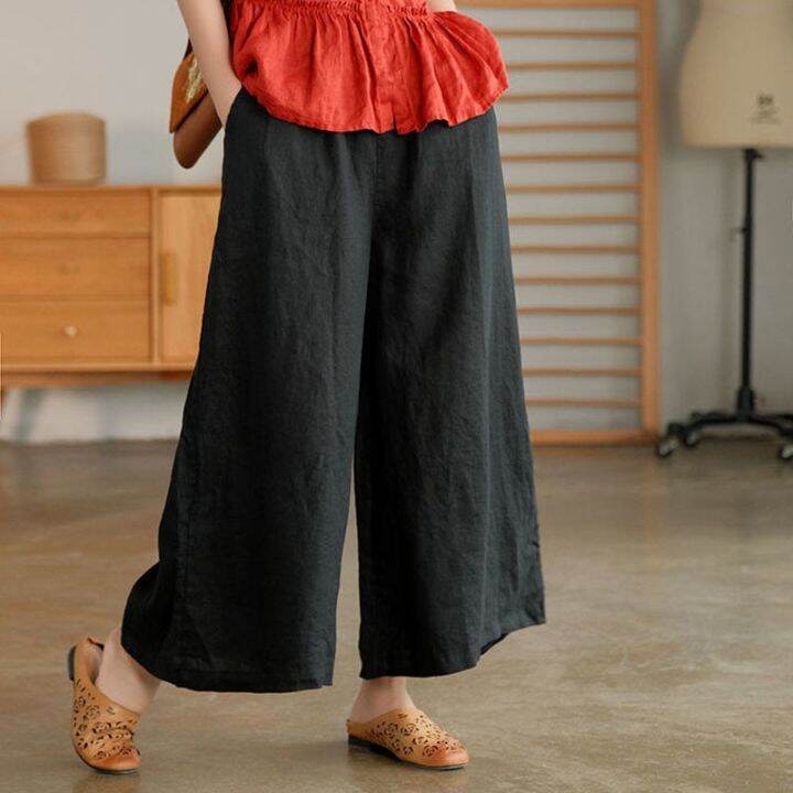 simplicity-color-wide-leg-pants-womens-clothing-elastic-waist-pockets-loose-cropped