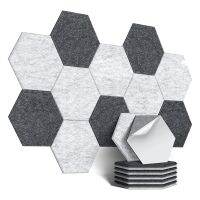 12Pack Self-Adhesive Sound Proof Foam Panels Hexagon Acoustic Panels for Studio for Office (Dark Grey+Silver Grey)