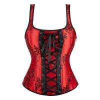 【LZ】✤  Espartilho Lingerie para Mulheres Zip Lado Bustier com Alças Plus Size Bordado Flor Espartilhos Burlesque Trajes Sexy Corsetto