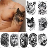 Mens Temporary Tattoos Tiger Lion Wolf Tattoo Stickers Fake Tattoo for Women Arm Legs Sleeve Body Makeup Tatoo Waterproof Stickers