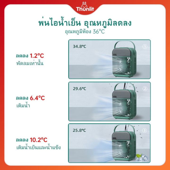 thunlit-พัดลมระเหย-พัดลมไอน้ํา-พัดลมมินิ-พัดลมพกพา-พัดลมขนาดเล็ก-พัดลมตั้งโต๊ะ-แบบชาร์จไฟได้-2000mah-ปรับได้-3-ระดับ-x1