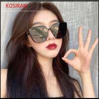 KONSIRAN ขนาดใหญ่สุดไซต์ แว่นตากันแดดทรงตาแมว การป้องกัน UV400 สีดำสีดำ แว่นตาสำหรับแว่นตา แฟชั่นสำหรับผู้หญิง ที่บังแดดสำหรับขับรถ สำหรับผู้หญิงและผู้ชาย