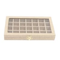 Colorful 28 Grids Clear Jewelry Tray Showcase Display Storage Linen Cases