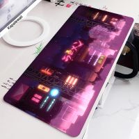 Large Neon Mousepad Pixel City Mouse Mat Table Pad XXL Non-Slip Deskmat Computer Rubber Japan Mouse Pad Keyboard Mat 900x400mm