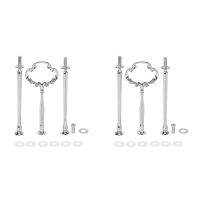 2 3 Tier Cake Plate Stand Heavy Metal Center Handle Fitting Hardware Rod Shape:Ornate Victoriana Color:Silver 2 Sets