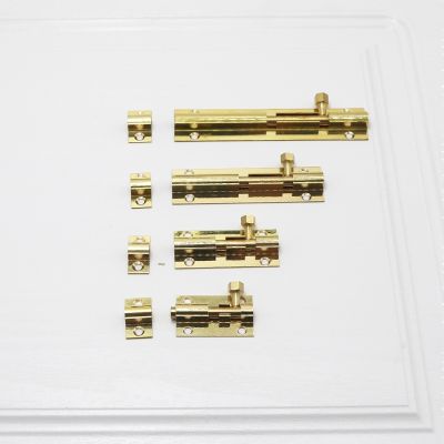 【LZ】♞☒  Top Selling Brass Doors Slide Latch Lock Bolt Latch Barrel Home Gate Safety Hardware Screws 4 Size 1.5/2/3/4 Inch Gold Color
