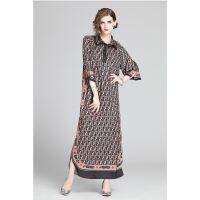 European and American Fashion All-Match Loose Positioning Printed Dress (with Belt)