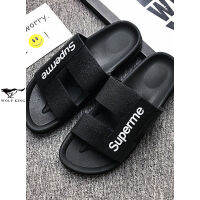 Wolf King Sandals Men 2023 ฤดูร้อนใหม่สวมใส่นอกอุจจาระรู้สึกผู้ชายกีฬาสองใช้ลื่นกลิ่นทนสุทธิสีแดงชายหาดรองเท้าแตะ 24 ชั่วโมงจัดส่ง 1-3 วันจัดส่งมาถึง