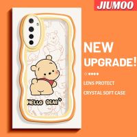 เคส JIUMOO สำหรับ Realme 6 6S Narzo เคสลายการ์ตูนดีไซน์ใหม่ช้อนส้อมมีดหมีพูห์วินนี่ขอบคลื่นกันกระแทกเคสโทรศัพท์โปร่งใสนิ่มหลากสีปลอกซิลิโคนป้องกันเลนส์กล้องเคสใส