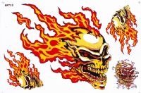 sticker decal Fire Helldriver Skull สติกเกอร์ เคลือบกันน้ำ UV ไดคัท ติดรถยนต์ มอเตอร์ไซด์ รถแข่ง บิ๊กไบค์ UV and Waterproof 27x18 cm