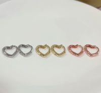 littlegirl gifts-ต่างหูห่วงเงินแท้s925 Heart shapes earrings