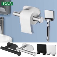 【YF】 SUS304 Stainless Adhesive Toilet Roll Paper Holder Organizer Wall Mount Storage Stand Kitchen Bathroom No Drill Tissue Dispenser