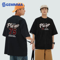 GEMMMA print T-shirt เสื้อยืดผู้ชาย เสื้อโอเวอร์ไซส์ ใส่สบายๆ สีดำ เสื้อยืด oversize 2023 A2162