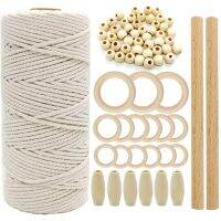 Macrame Cord Natural Cotton Thread Wooden Bead Kit Lampshade Tapestry DIY Accessories Wooden Crafts Making Supplies