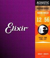 Elixir 16077ออริจินัลฟอสเฟอร์อะคูสติกสำริดพร้อมเคลือบ NANOWEB แสง-อุปกรณ์ทดแทน12-56Guitar ปานกลาง