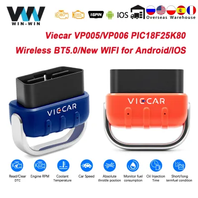 Viecar ELM327 Wireless BT5.0 4.0 VP005 VP006 OBD OBD2 WIFI Car Diagnostic PIC18F25K80 for AndroidIOS Scanner USB ODB2 Auto Tool