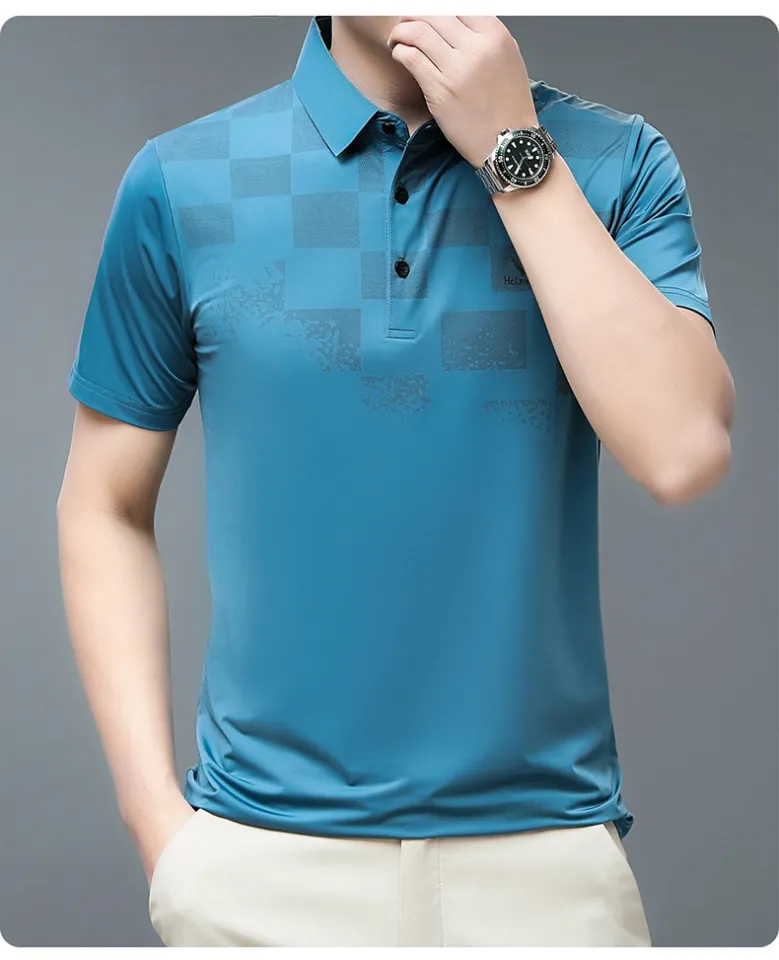 2023 Fashion Short-sleeved Polo Shirt Business Casual Solid Print