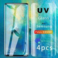 Penka Shop】 S21 S22 Samsung Galaxy กระจกนิรภัยสำหรับ UV จำนวน4ชิ้น S20มีความแวววาวปกป้องหน้าจอสำหรับ S22 S20บวก S21