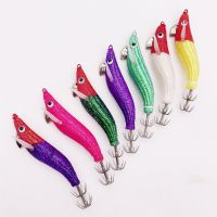 hot！【DT】 2.2  Fishing Wood Shrimp Squid Jig with silicone wings Japan Cuttlefish bait jigging