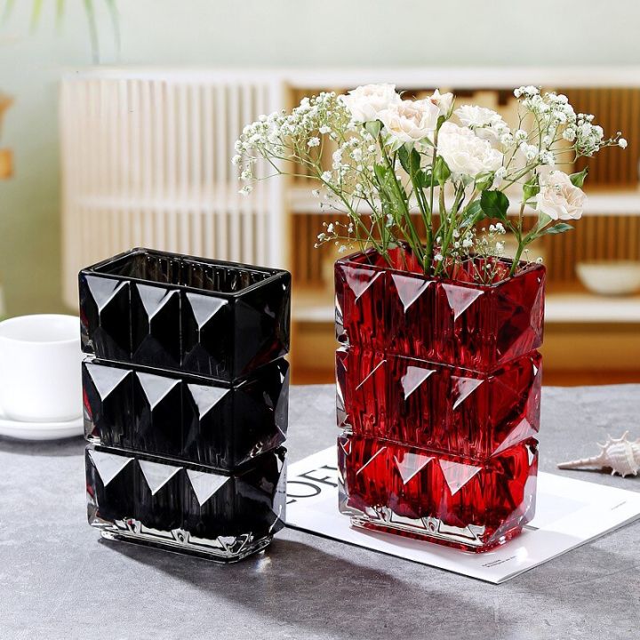 ชุดแจกันแก้วโรสโซส์สีดำแดงสำหรับบ้านสุดหรูไฟทรงยุโรปโต๊ะห้องนั่งเล่นดอกไม้-heyuan-ในอนาคต
