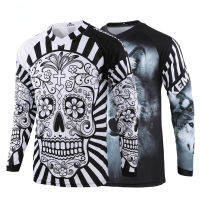 2022 Mens Long Sleeve Shirts Quick Dry Mountain Bike Sports T Shirts Motocross Shirts White Skull Cycling Jersey