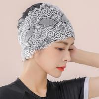 【CW】Lace Flower Women Swimming Caps Waterproof Faux Leather Ladies Long Hair Ears Swim Pool Hat Bathing Hat Swimming Hat Beanie Hat