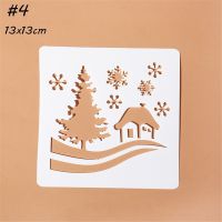 Christmas Tree House Snowflake Layering Stencils สำหรับผนังภาพวาด Scrapbooking แสตมป์อัลบั้ม Decor Embossing กระดาษการ์ด Template