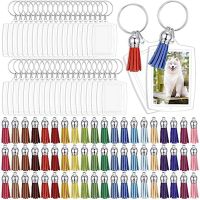 100Pcs Rectangular Acrylic Keychain Blank Transparent Picture Keychain Insert Photo Keychain Acrylic Keychain For DIY