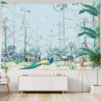 Flower Bird Painting Tapestry Wall Hanging Bohemian Hippie Art Psychedelic Home Decor beach towel blanket tablecloth tapestries