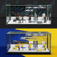 TM More Art 1:64 Diorama กรณีแสดงรถยนต์ซ่อมเครื่องโรงรถ HKS/ช้อน