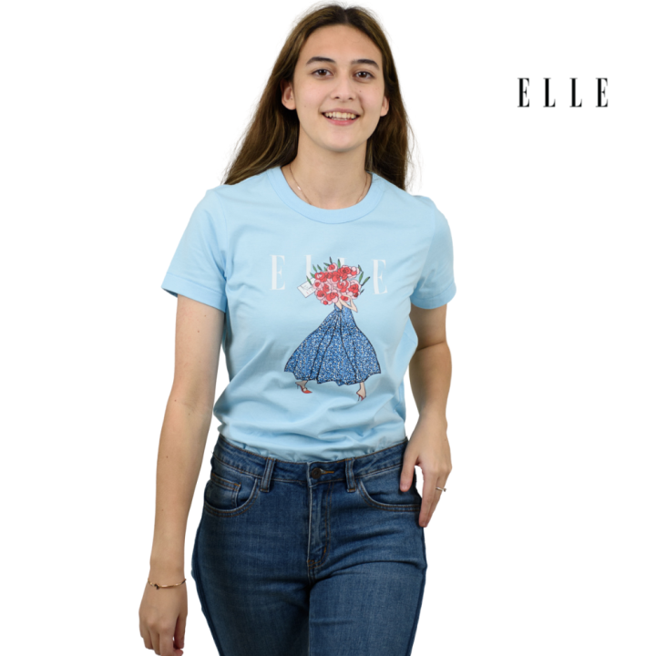 elle-boutique-เสื้อยืดสตรีคอกลม-แขนสั้น-สกรีนลาย-elle-limited-editions-w3k568
