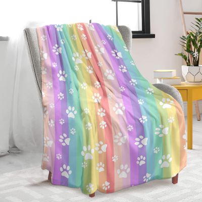 （in stock）Rainbow claw pattern super soft Flannel throw blanket, suitable for sofa and mattress, light weight, suitable for children and adults, all season（Can send pictures for customization）