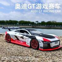 การจำลองโมเดลรถยนต์ของเกม Audi GT รถสปอร์ตเสียงและแสง Mainan Pull Back อัลลอยด์สำหรับเด็กในพิธีตกแต่งเปิดประตู