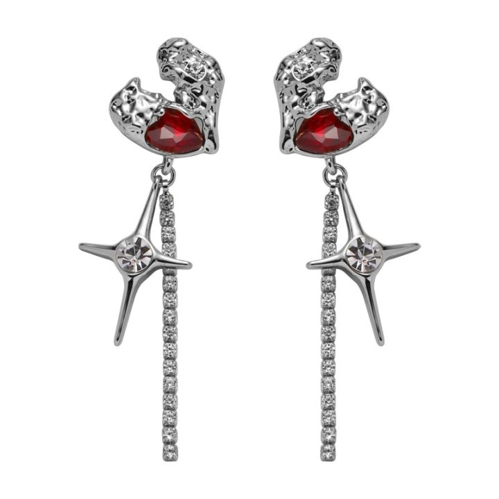 cod-ruby-heart-four-pointed-star-earrings-net-red-street-shooting-popular-girl-cross-border-new-millennium-tassel