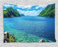 【cw】Nature Tapestry Scenic View Sea Bay and Mountain Islands in Palawan Philippines Idyllic Image Wall Hanging for Bedroom Living ！