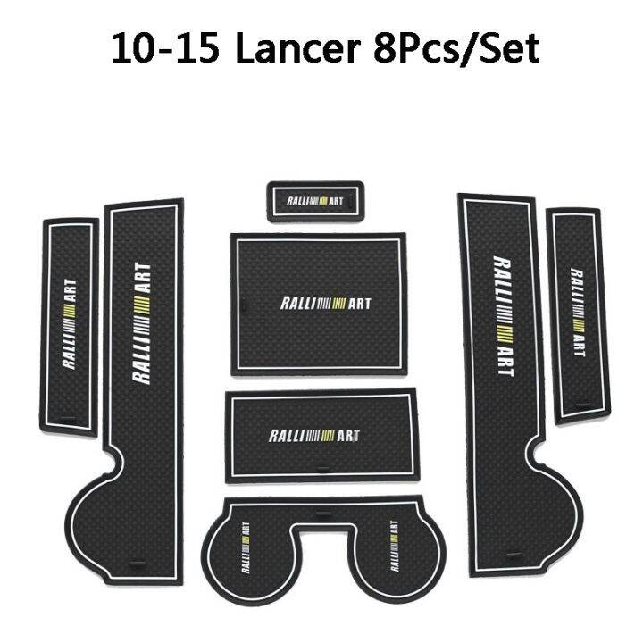 8pcs/set 20102015 Mitsubishi Lancer Car Door Slot Mat Auto Interior Rubber AntiSlip Gate