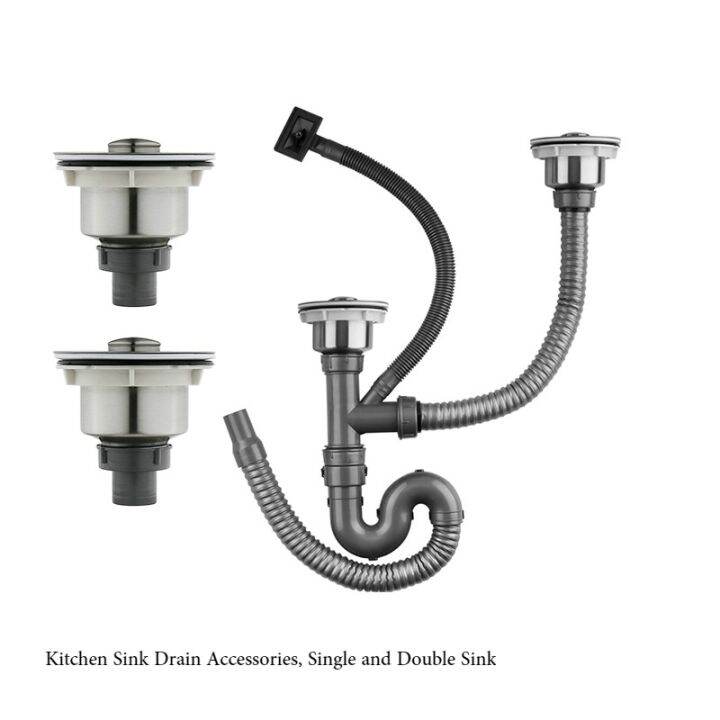 Stainless Steel Kitchen Sink Drain Strainer Pipe Set Assembly Kit