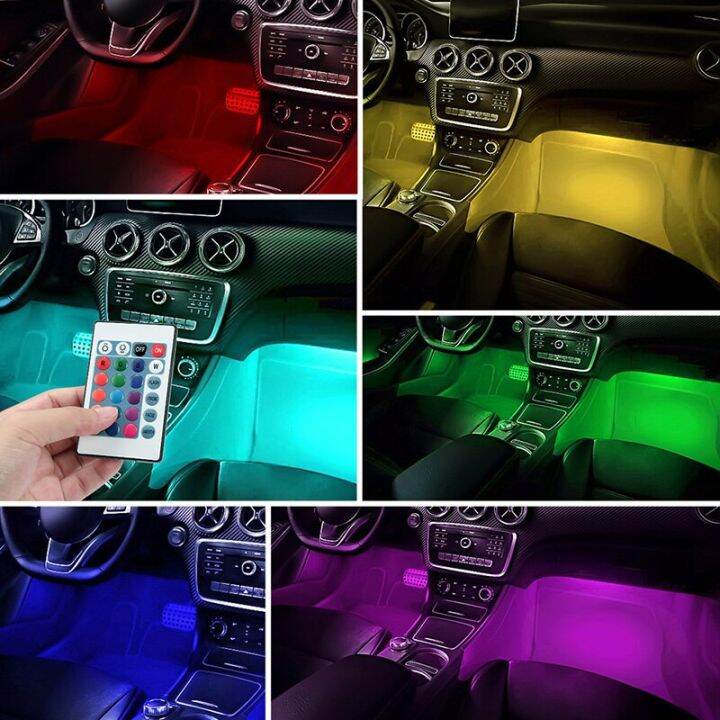 ไฟแถบไฟ-led-rgb-ไฟตกแต่งภายในรถพร้อม-usb-ไร้สายการควบคุมเพลงจากระยะไกลหลายโหมด-lampu-hias-รถยนต์รถยนต์