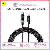 AOHI 1.2เมตร Magline จอแสดงผลแบบดิจิตอลสายสำหรับ iPhone ไลท์นิ่ง14 13 12 Pro Max 3A MFI ได้รับการรับรอง USB ชนิด C สายพร้อมจอแสดงผลดิจิตอลสายข้อมูล