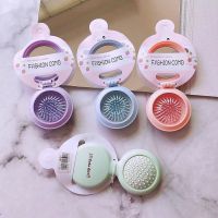 Portable Anti-static Folding Mirror Hair Comb Candy Color Comb with Mirror Smooth Hair Massage Comb Air Cushion Comb Hair Brush