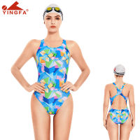 Yingfa digital printing professional training comition swimsuit female racing quick-drying anti-chlorine women swimwear 666